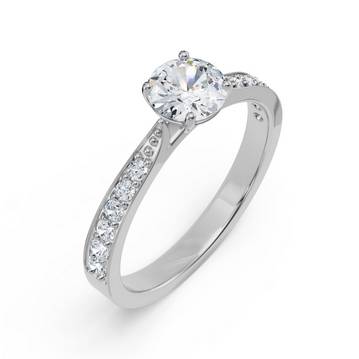 Round Sidestones Engagement Ring : R1180