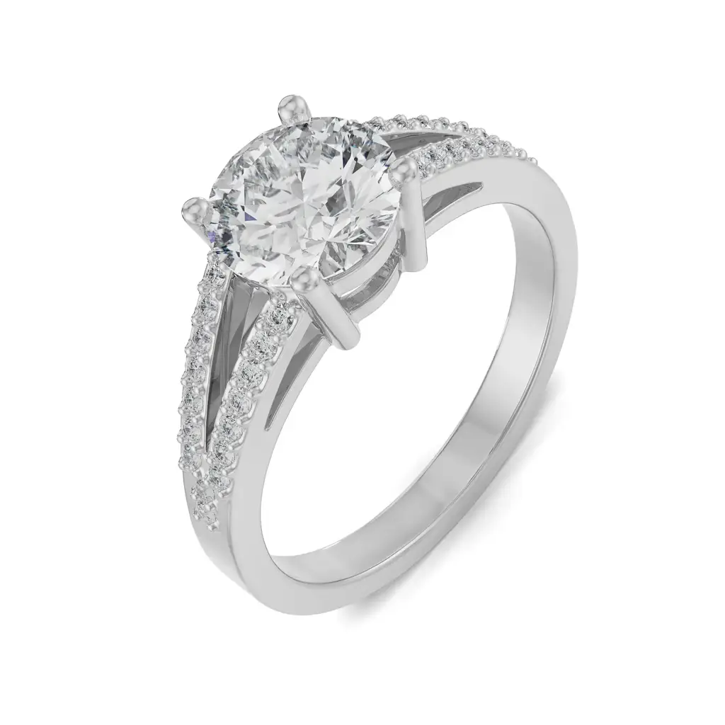 Pave Round Engagement Ring : R1209