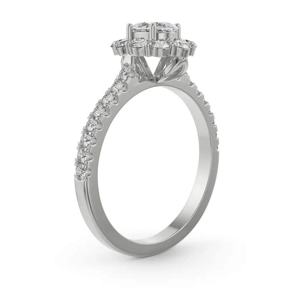 Floral Halo Engagement Ring : R1224