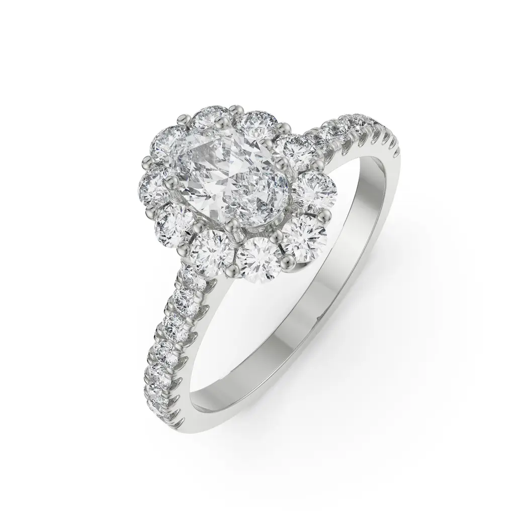 Floral Halo Engagement Ring : R1224