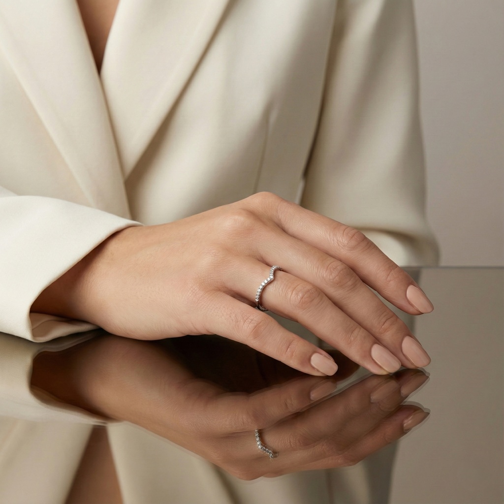 925 Sterling Silver Classic Diamond-Style Half Eternity Ring | Premium Cz Silver Band For Women : R127S