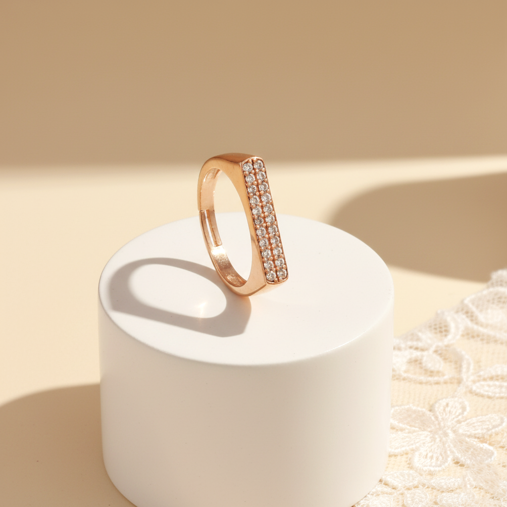 Pure 925 Sterling Silver Boss Ring For Women | Rose Gold | Hypoallergenic | Adjustable : R129R