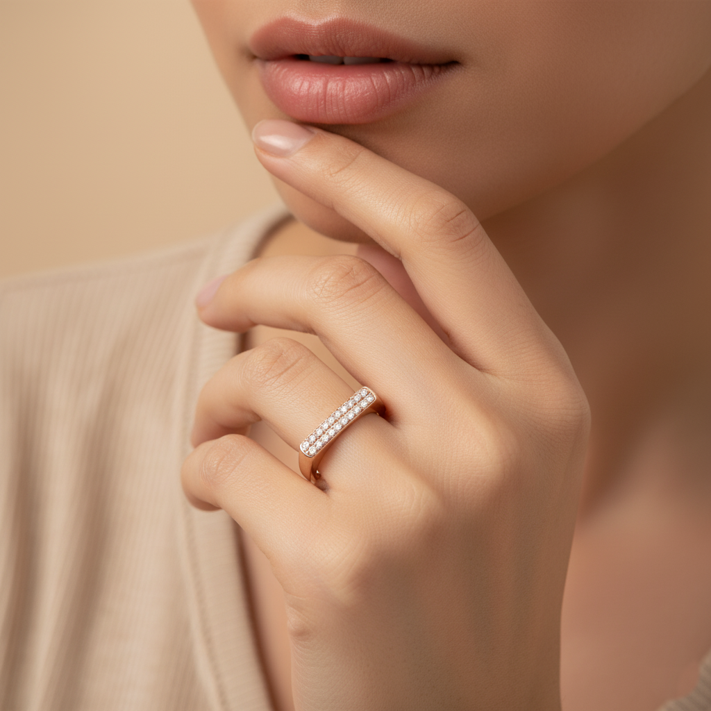 Pure 925 Sterling Silver Boss Ring For Women | Rose Gold | Hypoallergenic | Adjustable : R129R