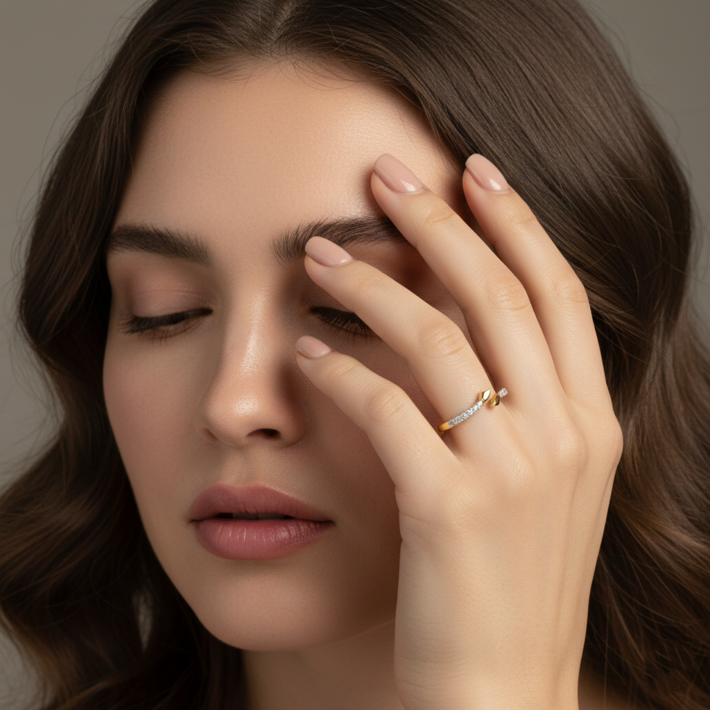 925 Sterling Silver Delicate Snake Ring With Gold Finish | Minimal Adjustable Silver Ring For Women : R131G