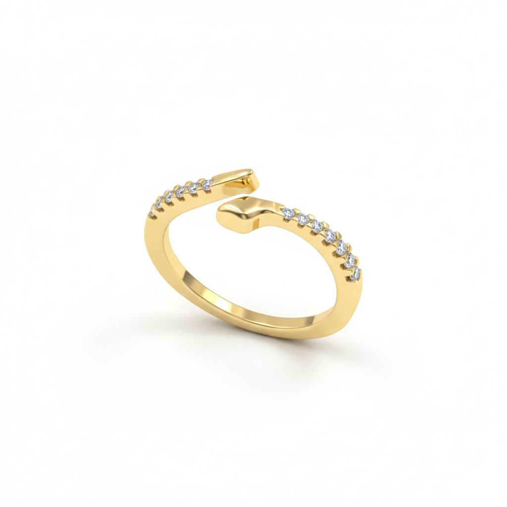 925 Sterling Silver Delicate Snake Ring With Gold Finish | Minimal Adjustable Silver Ring For Women : R131G