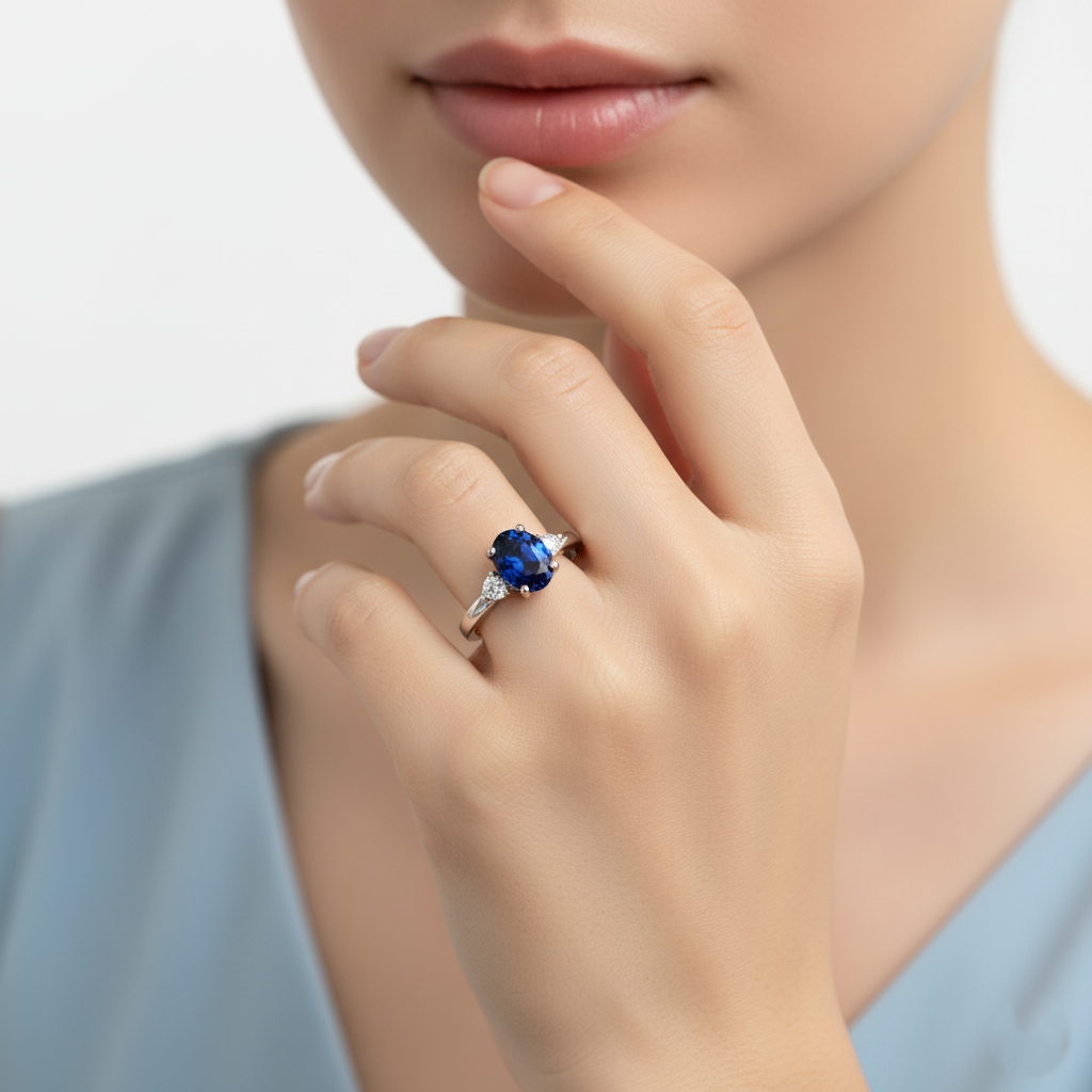 925 Silver Midnight Blue Solitaire Ring For Women Or Girls | Adjustable | Highest Quality Swiss Cz | Anti-Tarnish & Sk : R135S