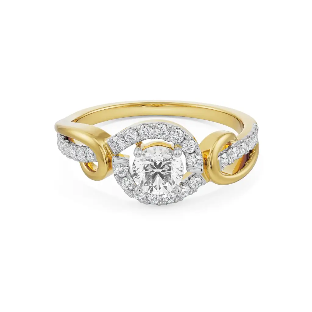 Curved Band Solitaire Ring : R1361