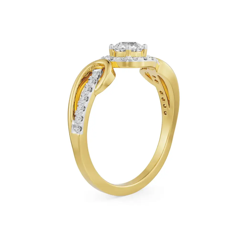 Curved Band Solitaire Ring : R1361