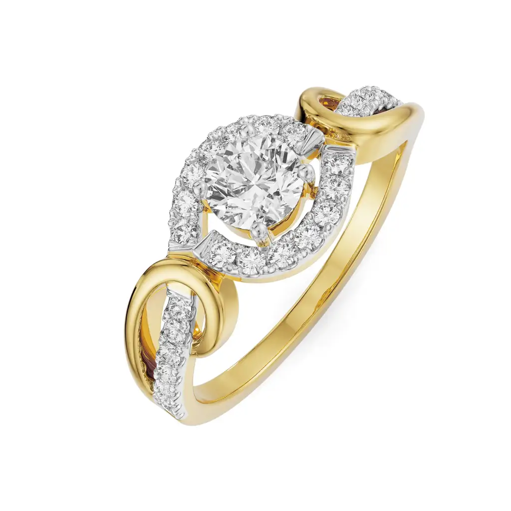 Curved Band Solitaire Ring : R1361