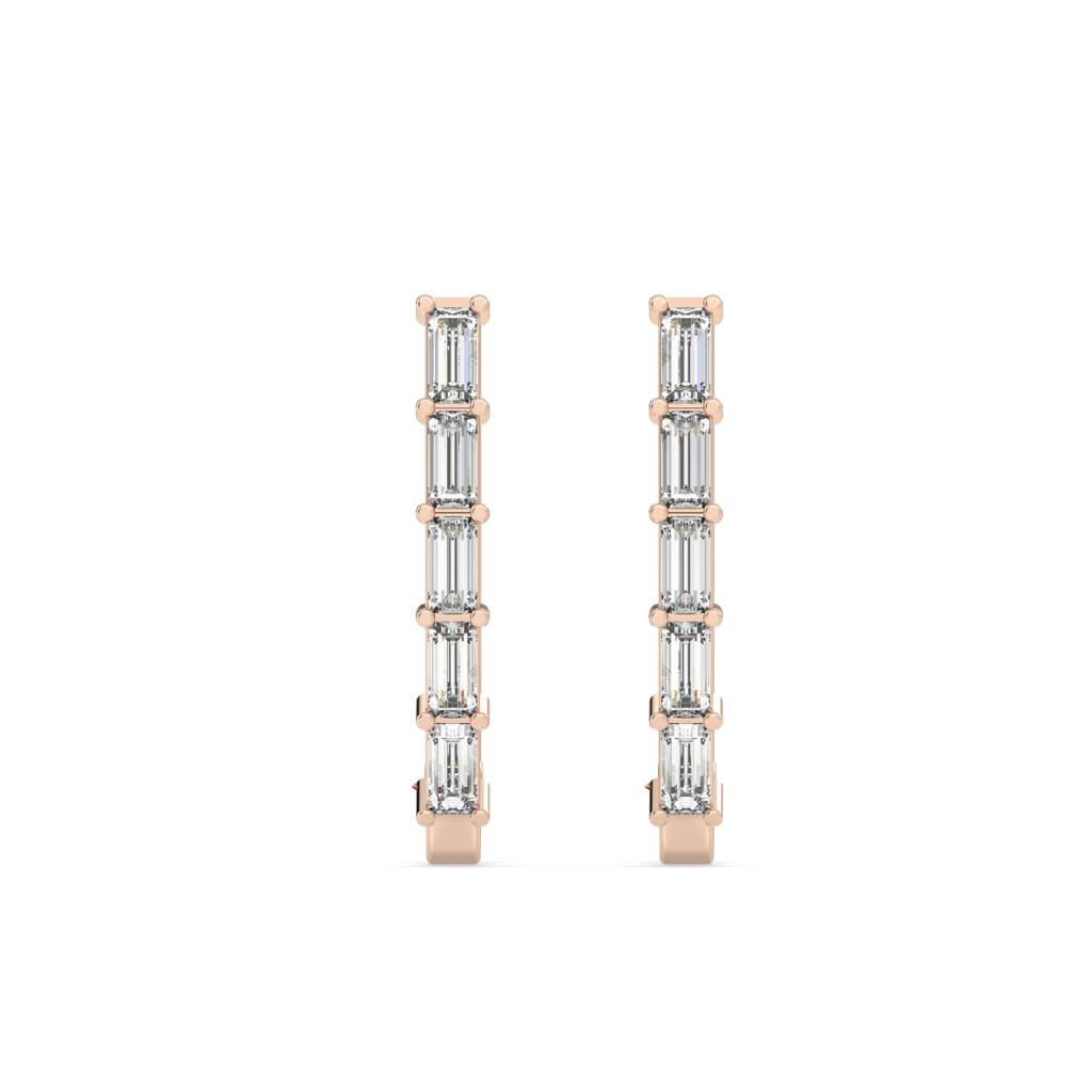Classic Baguette Diamond Hoops : SFJ0924ER-046