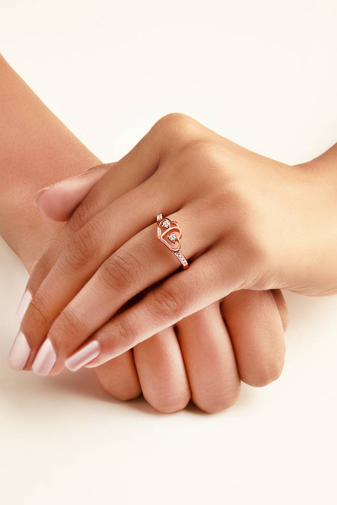 Silberry 925 Sterling Silver Connected Heart Adjustable Ring : R22