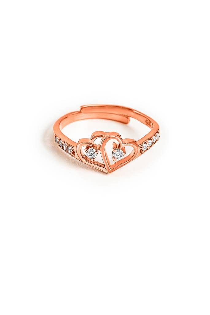 Silberry 925 Sterling Silver Connected Heart Adjustable Ring : R22