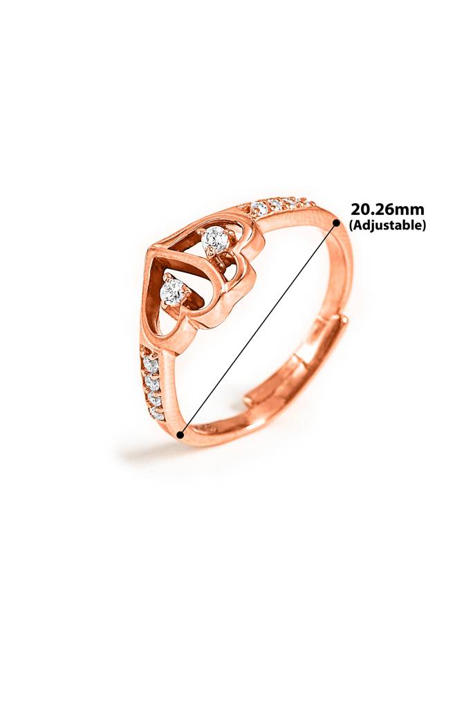 Silberry 925 Sterling Silver Connected Heart Adjustable Ring : R22