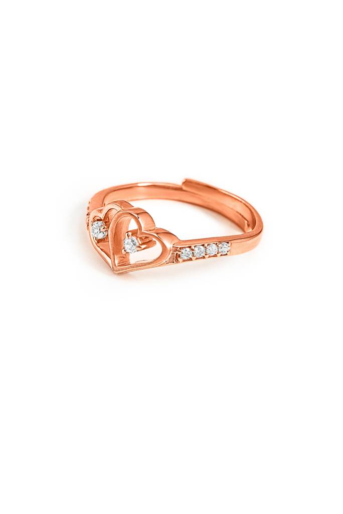 Silberry 925 Sterling Silver Connected Heart Adjustable Ring : R22