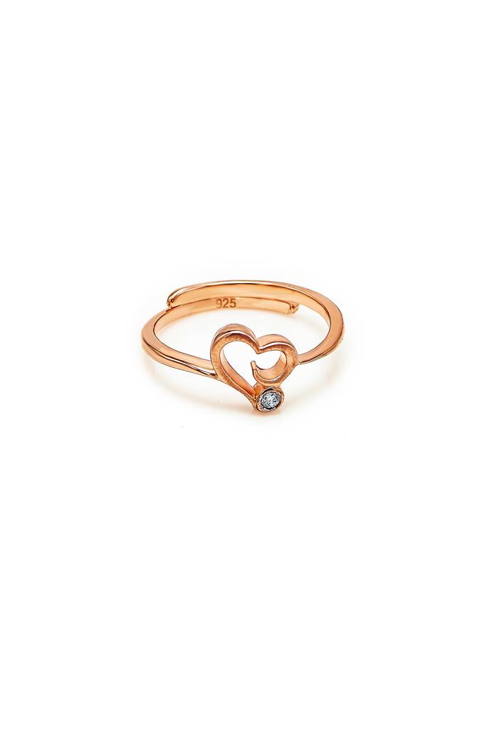 Silberry 925 Sterling Silver Single Heart Adjustable Ring : R26