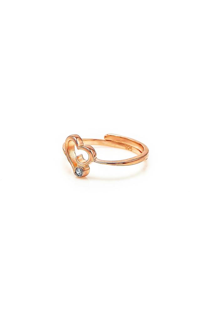 Silberry 925 Sterling Silver Single Heart Adjustable Ring : R26