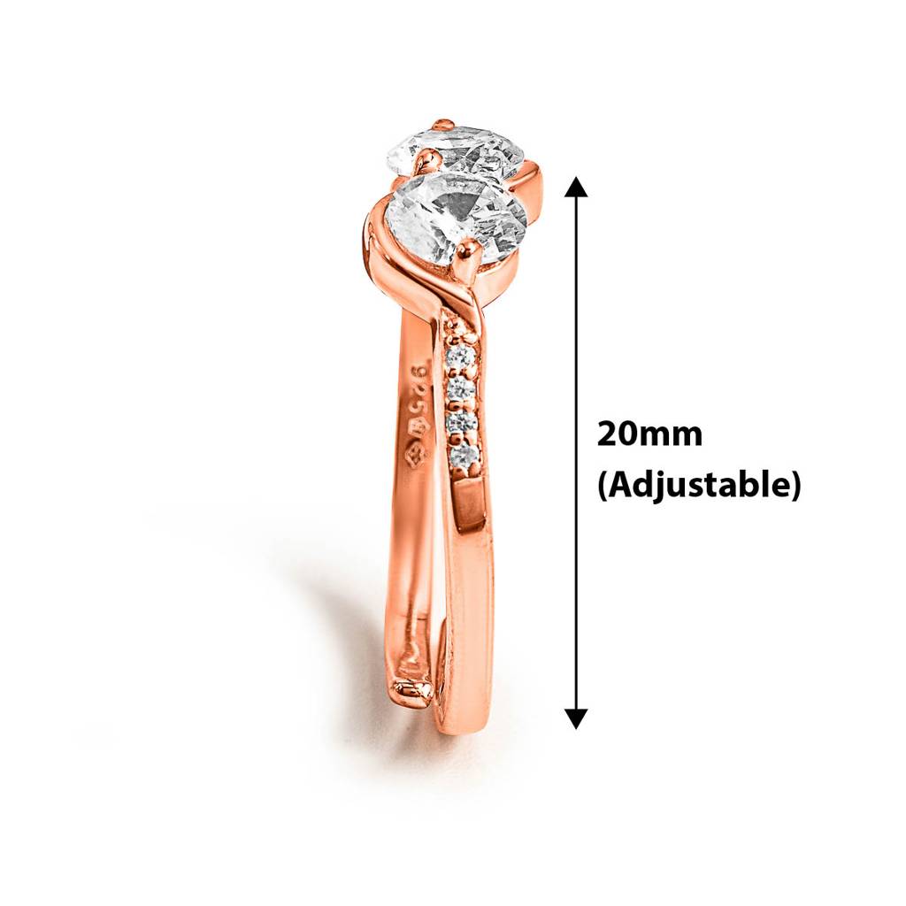 Silberry 925 Sterling Silver Crystal Cuddle Adjustable Ring : R41