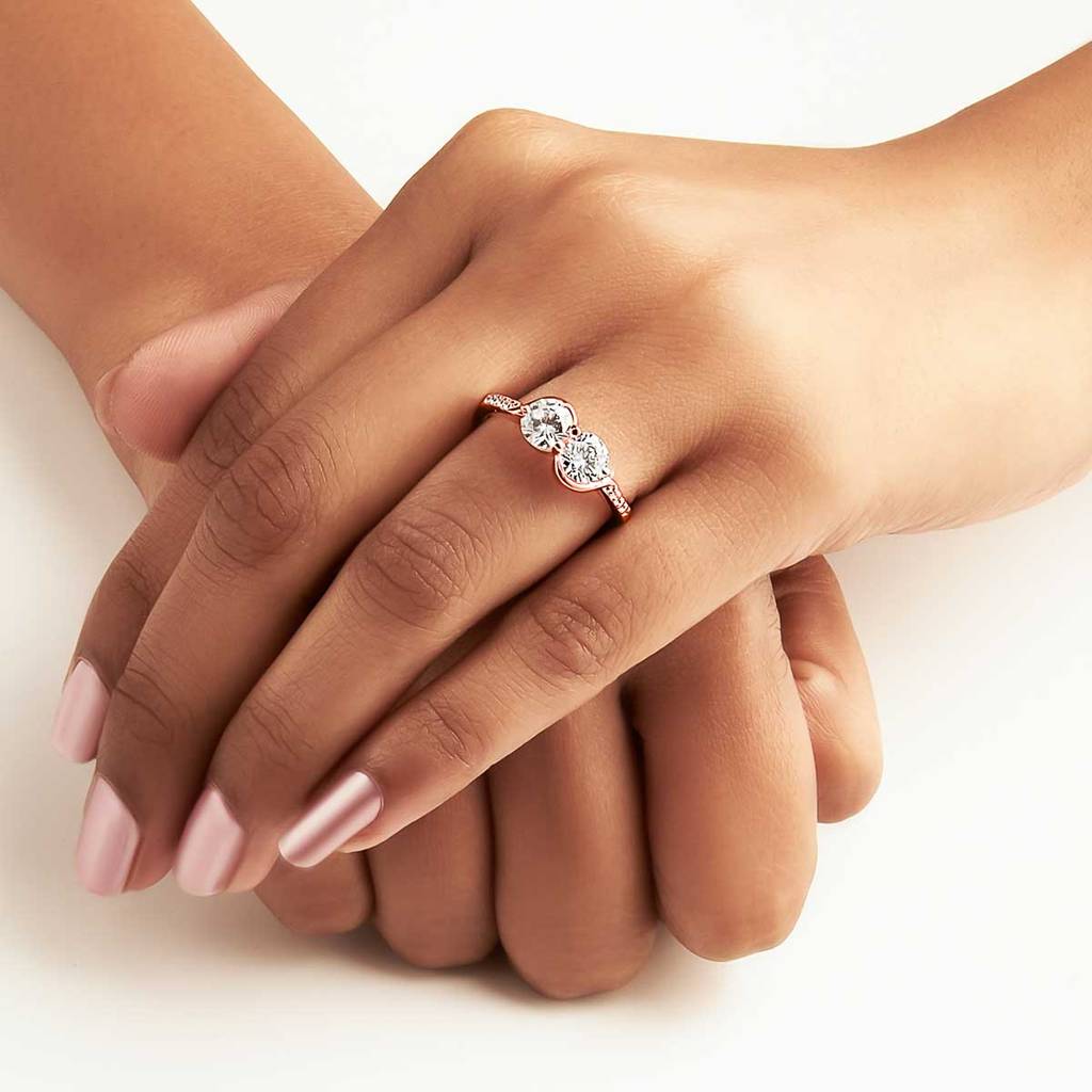 Silberry 925 Sterling Silver Crystal Cuddle Adjustable Ring : R41