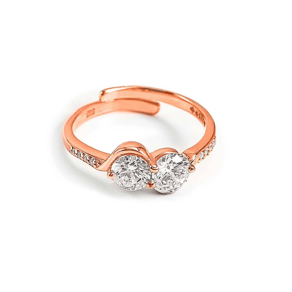 Silberry 925 Sterling Silver Crystal Cuddle Adjustable Ring : R41
