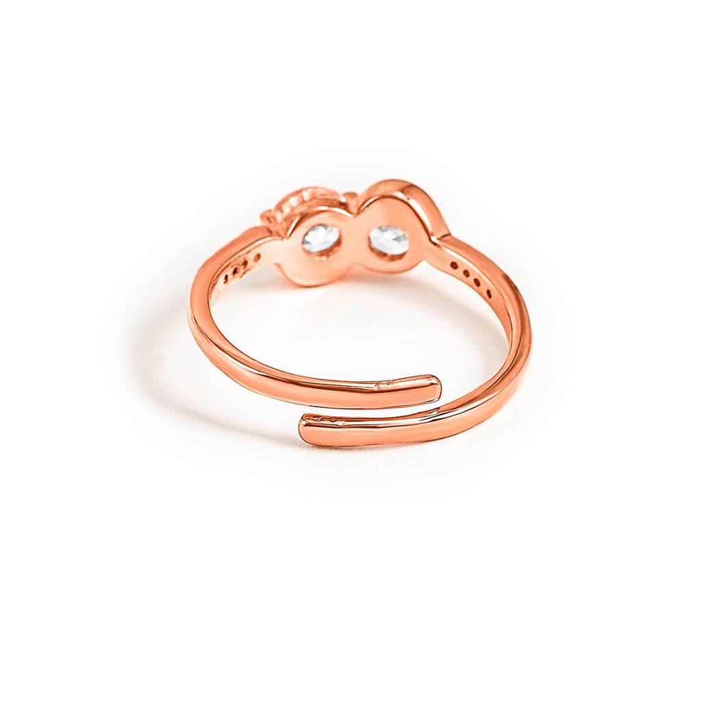 Silberry 925 Sterling Silver Crystal Cuddle Adjustable Ring : R41