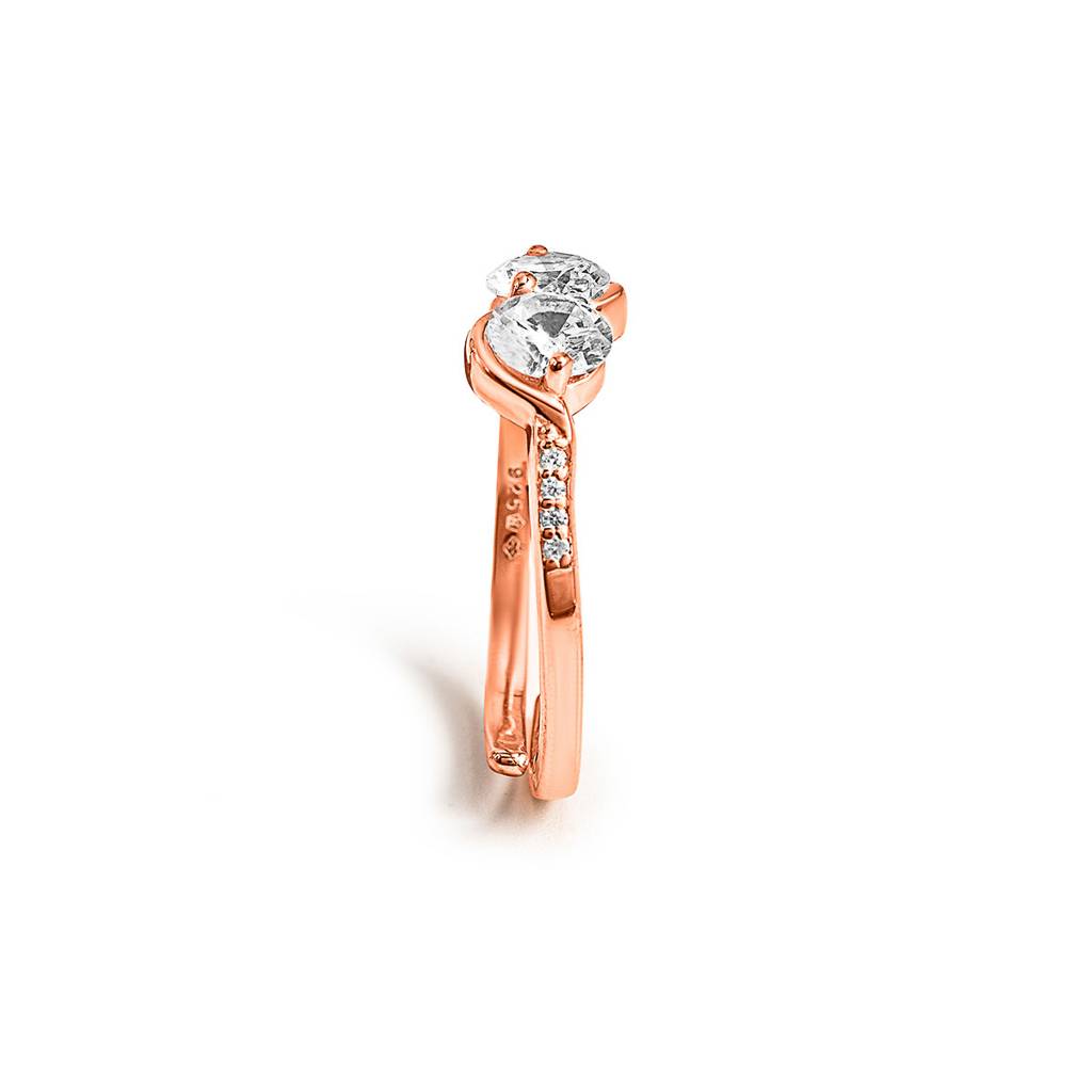 Silberry 925 Sterling Silver Crystal Cuddle Adjustable Ring : R41