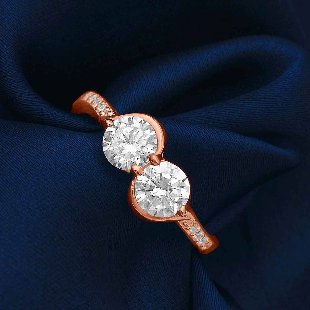 Silberry 925 Sterling Silver Crystal Cuddle Adjustable Ring : R41