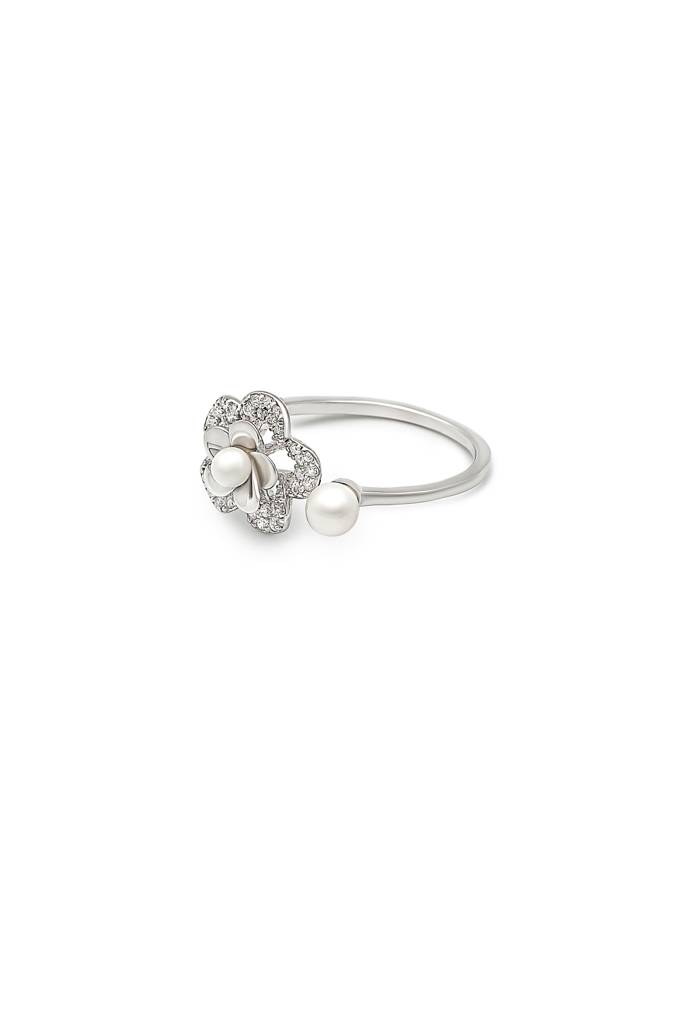Silberry 925 Sterling Silver Floral Pearl Ring : R491