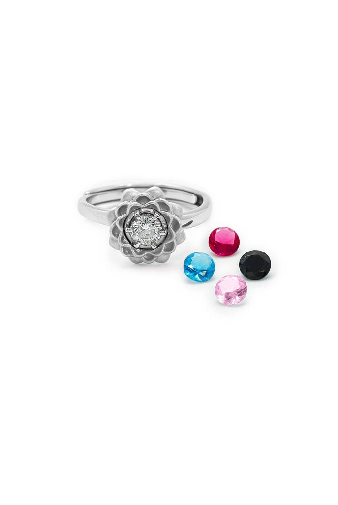 Silberry 925 Sterling Silver Marigold Ring (5 In 1 Crystal) : R66