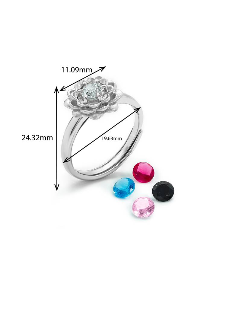 Silberry 925 Sterling Silver Marigold Ring (5 In 1 Crystal) : R66
