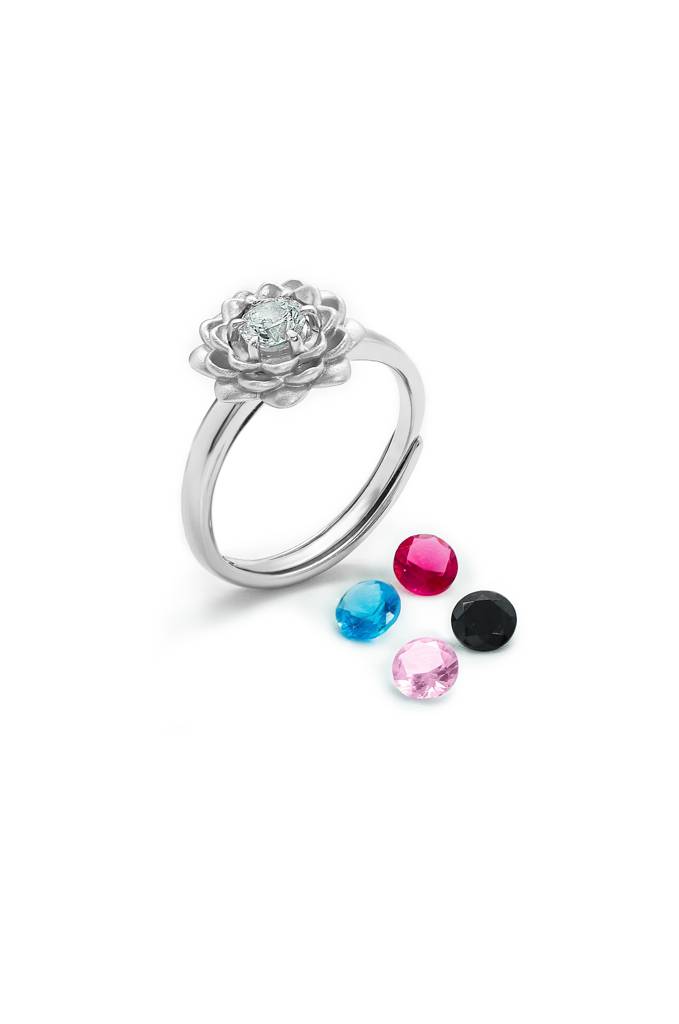 Silberry 925 Sterling Silver Marigold Ring (5 In 1 Crystal) : R66