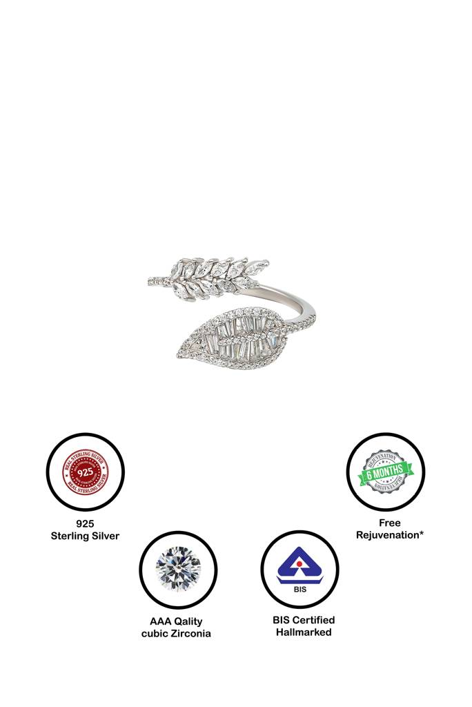 Silberry 925 Sterling Silver Autumn Leaf Ring : R685
