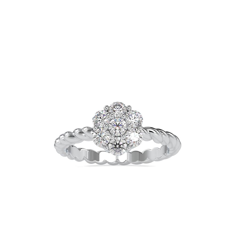 Floral Solitaire Halo Diamond Ring