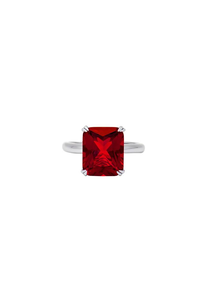 Silberry 925 Sterling Silver Red Crystal Radiant Ring : R913