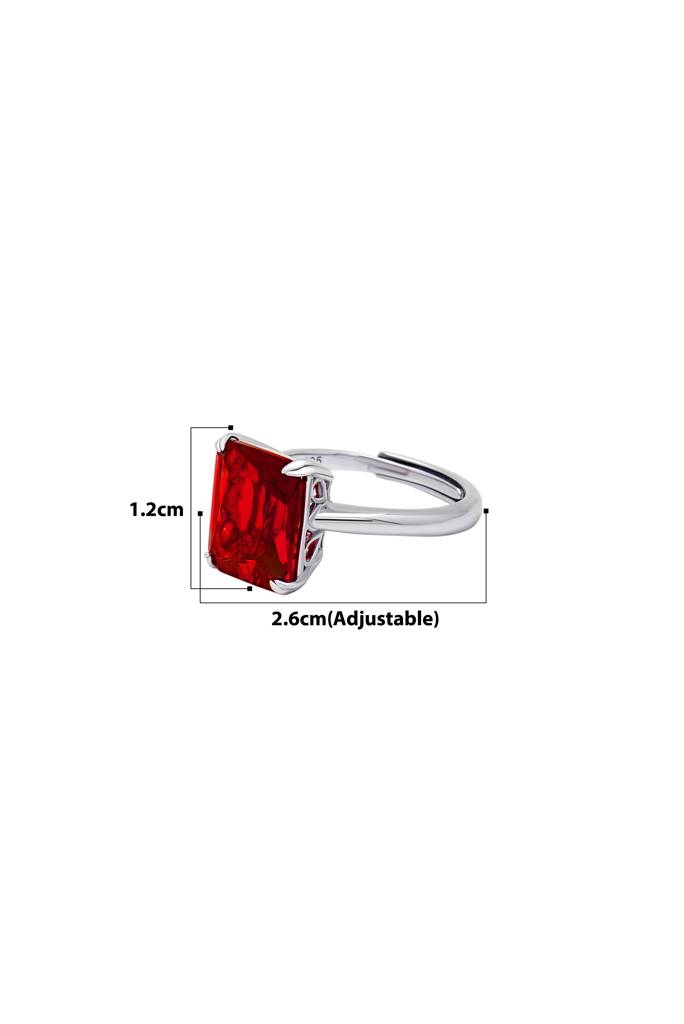 Silberry 925 Sterling Silver Red Crystal Radiant Ring : R913
