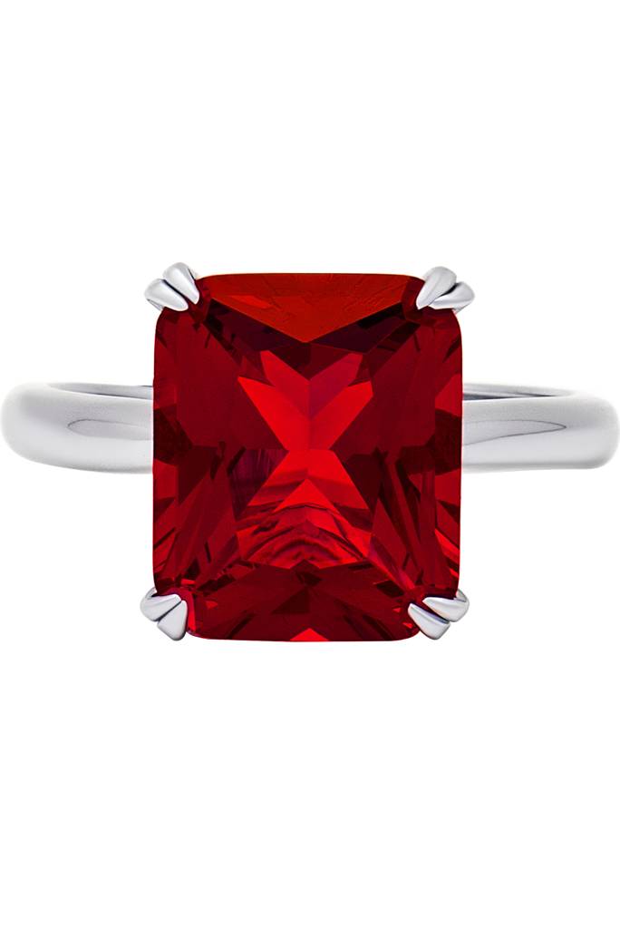 Silberry 925 Sterling Silver Red Crystal Radiant Ring : R913