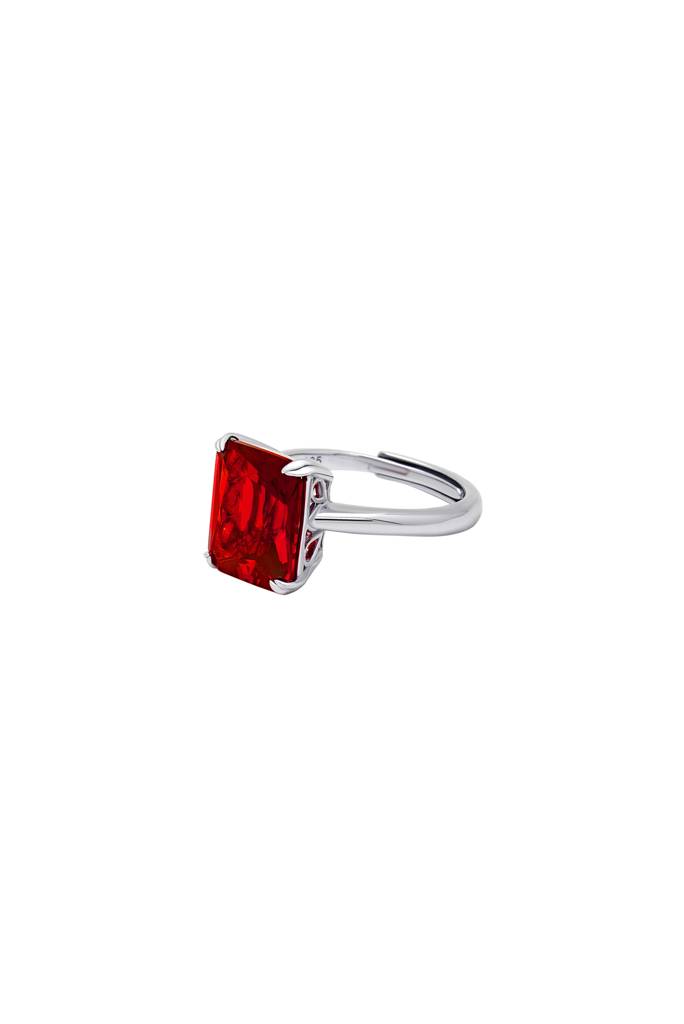 Silberry 925 Sterling Silver Red Crystal Radiant Ring : R913