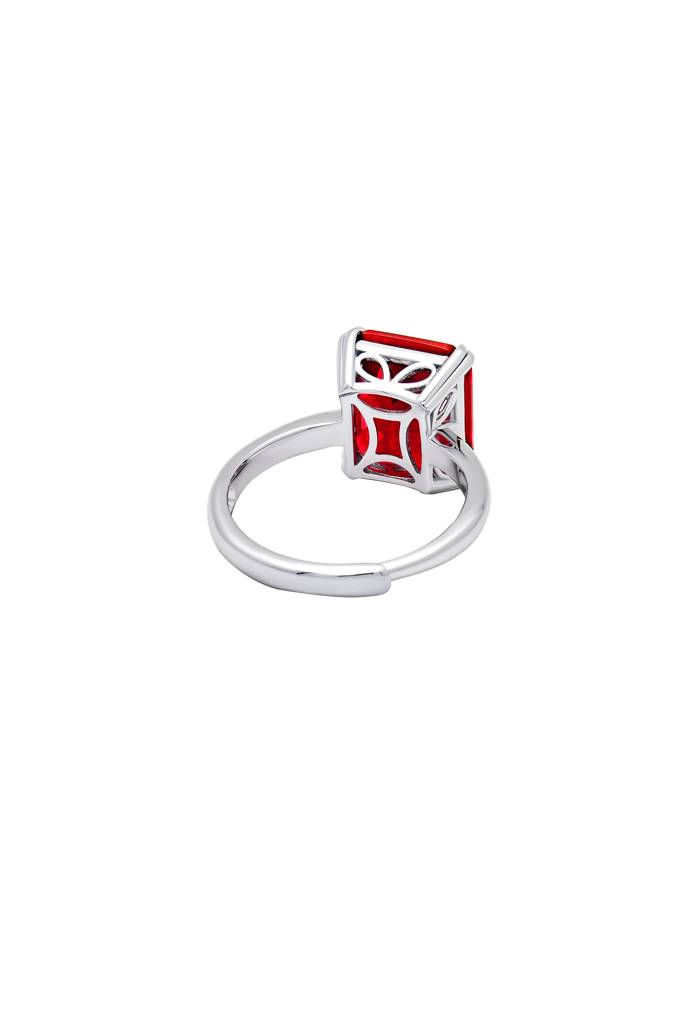 Silberry 925 Sterling Silver Red Crystal Radiant Ring : R913