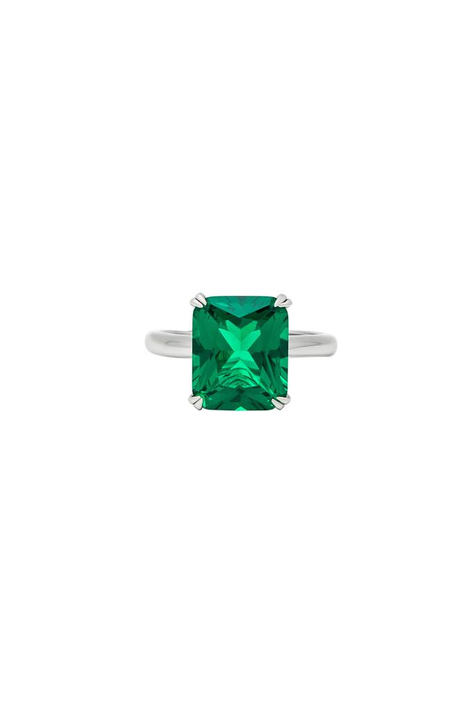 Silberry 925 Sterling Silver Green Crystal Radiant Ring : R935