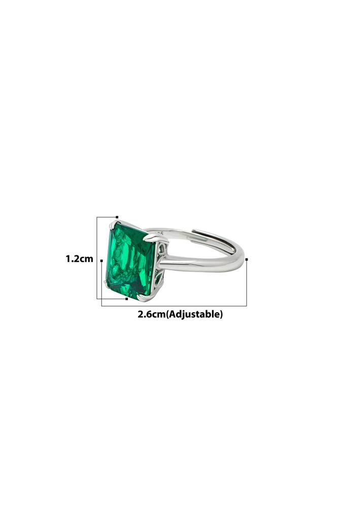 Silberry 925 Sterling Silver Green Crystal Radiant Ring : R935