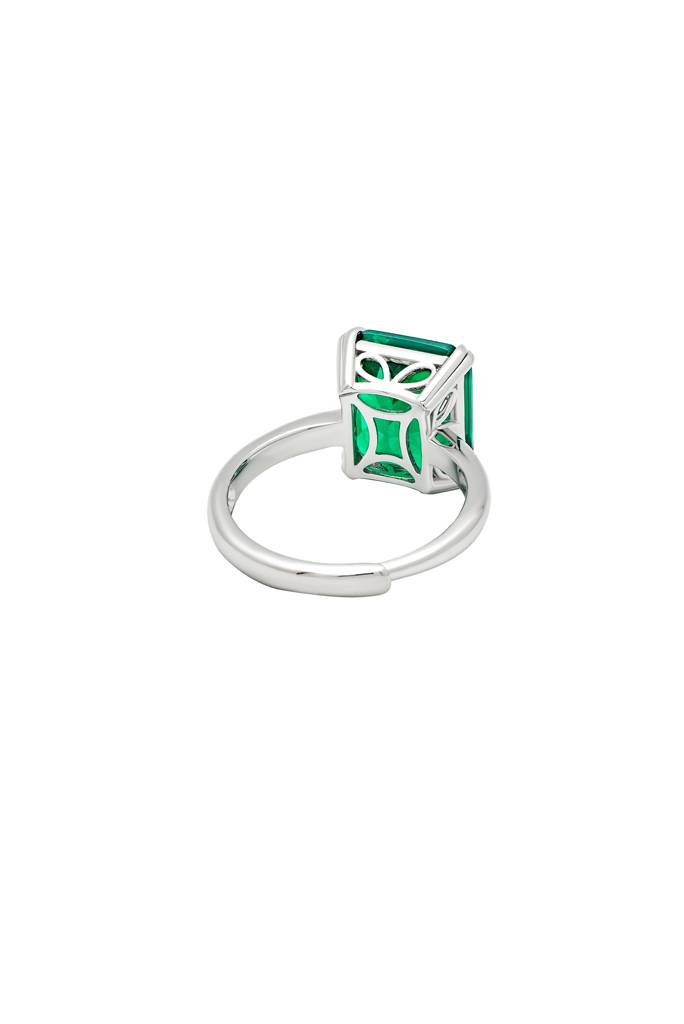 Silberry 925 Sterling Silver Green Crystal Radiant Ring : R935