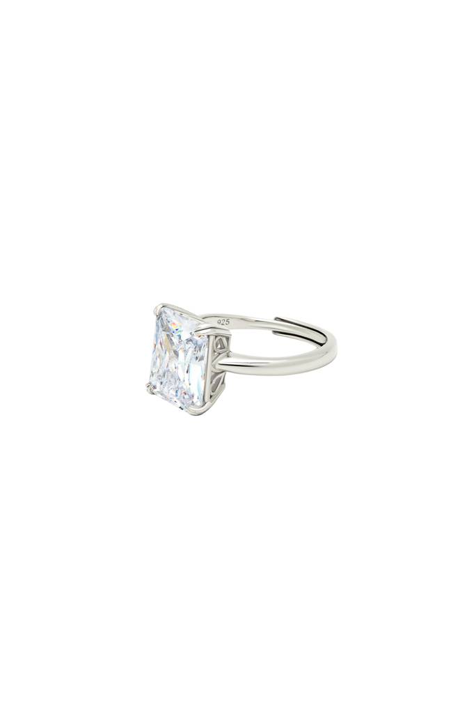Silberry 925 Sterling Silver White Crystal Radiant Ring  display picture 1
