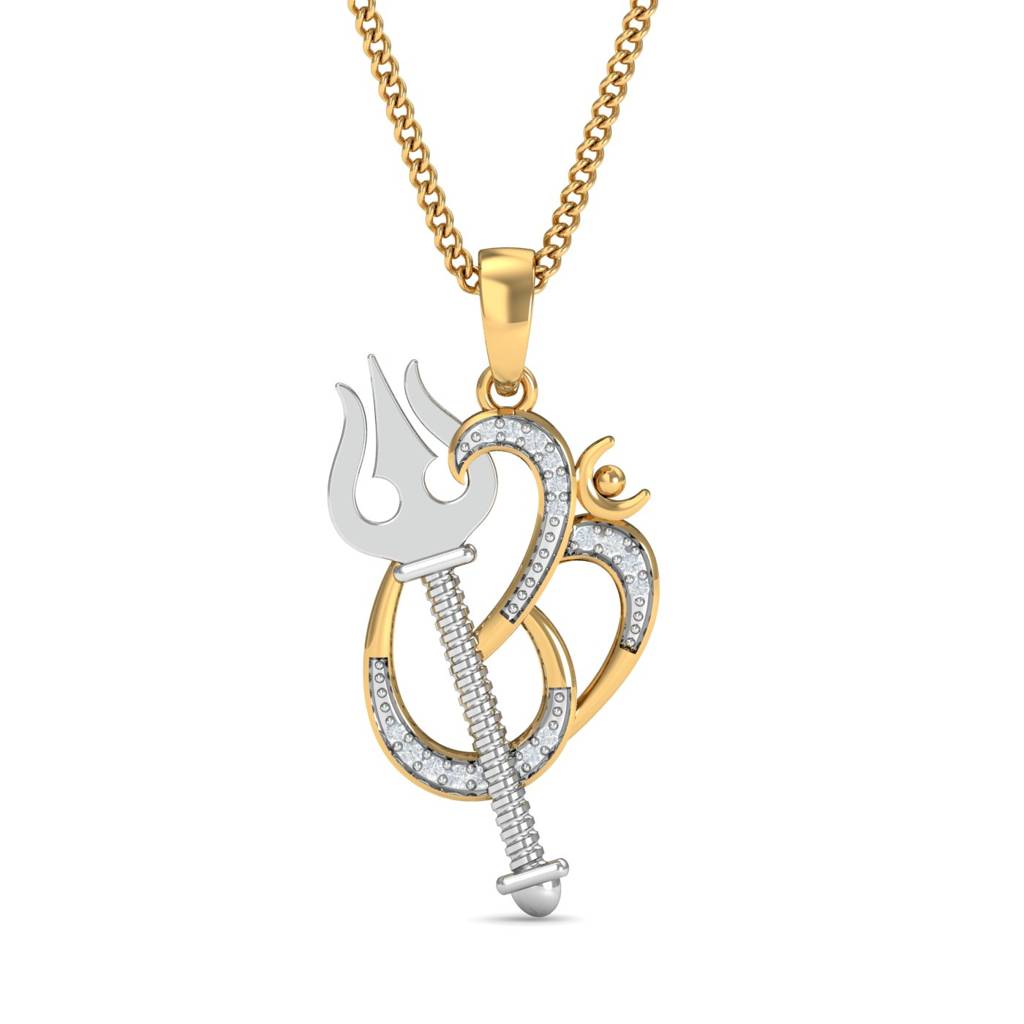 Kuberbox Yellow Gold Om Trishul Rakhi Pendant : RA2012