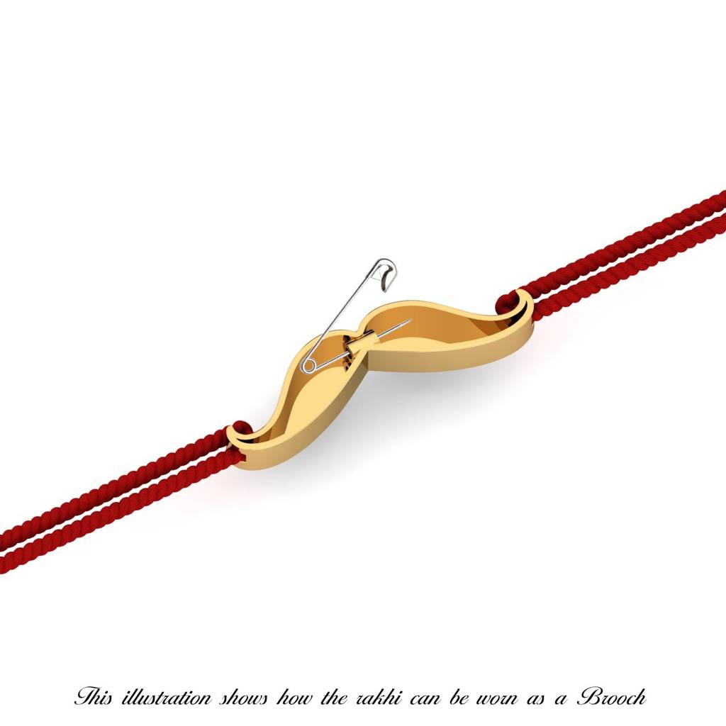 Kuberbox Yellow Gold Moustache Gold Rakhi Cum Brooch : RA2015