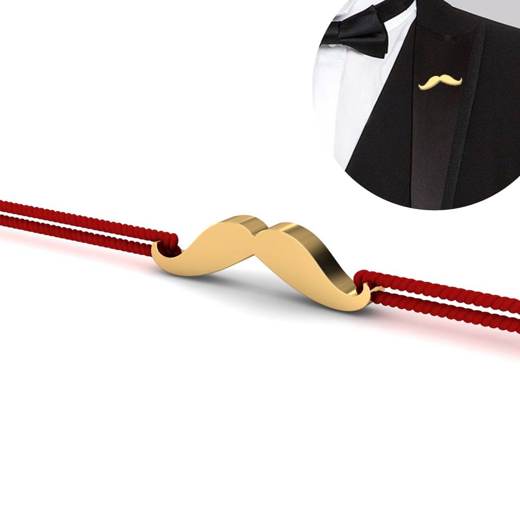 Kuberbox Yellow Gold Moustache Gold Rakhi Cum Brooch : RA2015