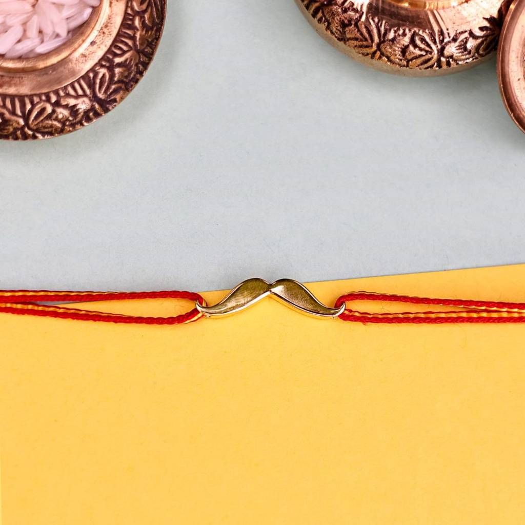 Kuberbox Yellow Gold Moustache Gold Rakhi Cum Brooch : RA2015
