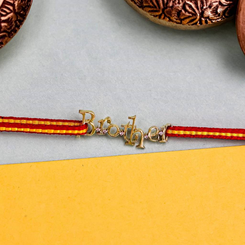 Kuberbox Yellow Gold Gold Brother Rakhi : RA2018