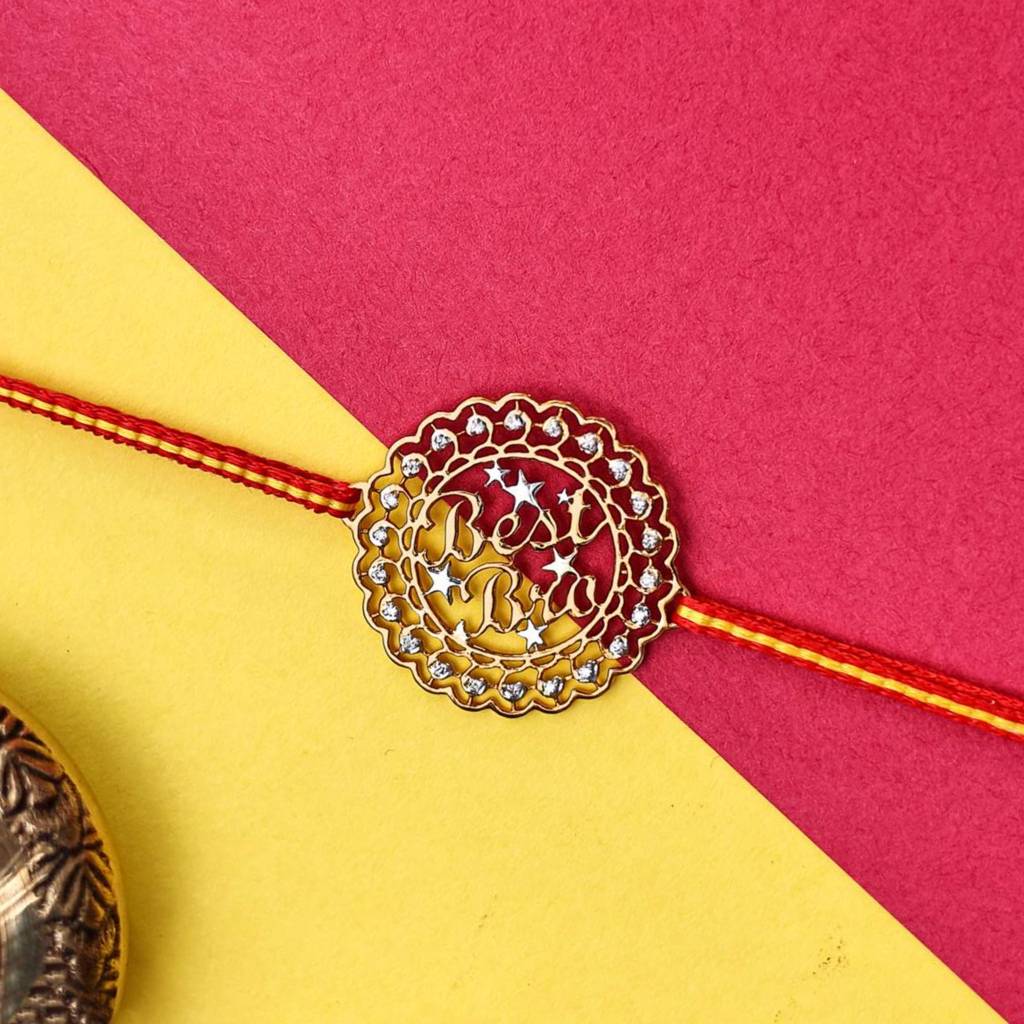 Kuberbox Yellow Gold Best Bro Gold Rakhi : RA2036