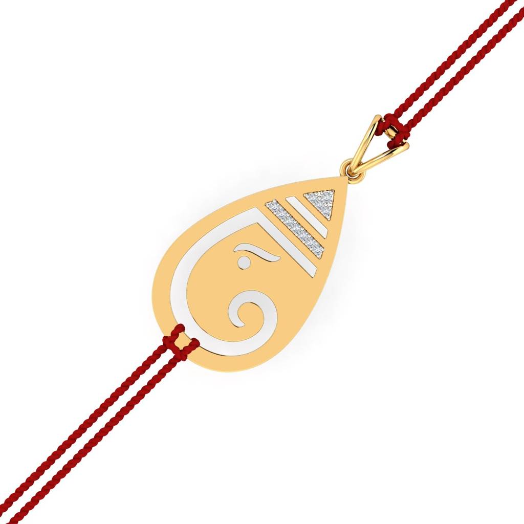Kuberbox Yellow Gold O Ganesha Rakhi Pendant : RA2040
