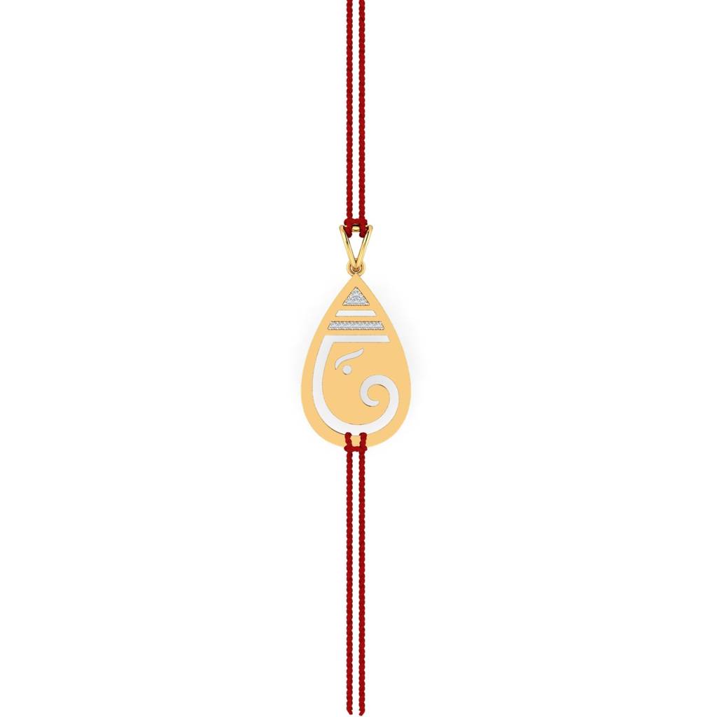 Kuberbox Yellow Gold O Ganesha Rakhi Pendant : RA2040