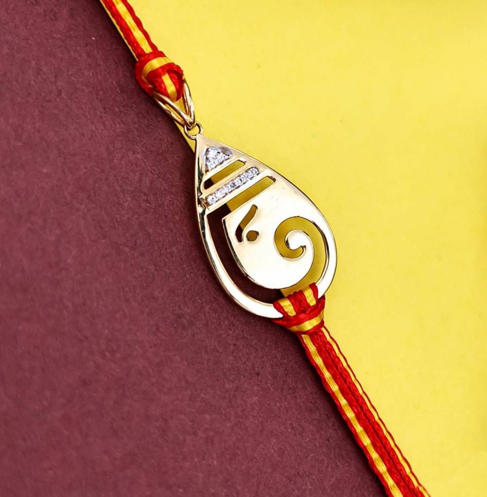 Kuberbox Yellow Gold O Ganesha Rakhi Pendant : RA2040